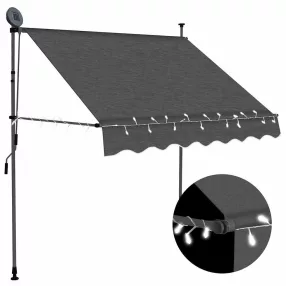   antracitszürke kézzel feltekerhető LED-es napellenző 100 cm
