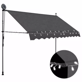   vidaXL antracitszürke kézzel kihúzható LED-es napellenző 250 cm