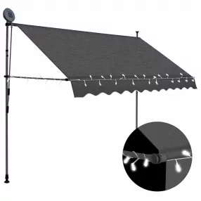   antracitszürke kézzel kihúzható LED-es napellenző 300 cm