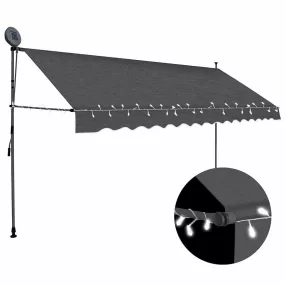   antracitszürke kézzel kihúzható LED-es napellenző 350 cm