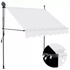 krémszínű kézzel kihúzható LED-es napellenző 100 cm
