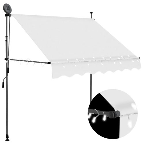 krémszínű kézzel kihúzható LED-es napellenző 100 cm