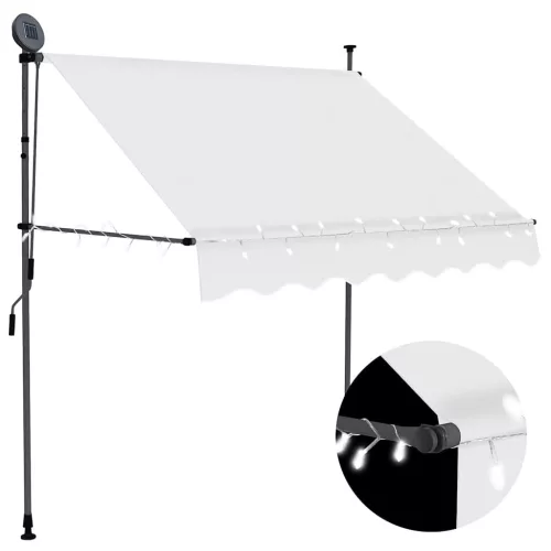 krémszínű kézzel kihúzható LED-es napellenző 100 cm