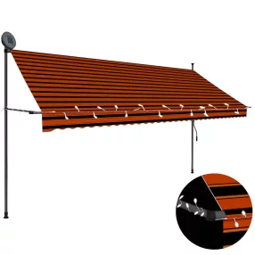   narancssárga-barna kézzel feltekerhető LED-es napellenző 350 cm