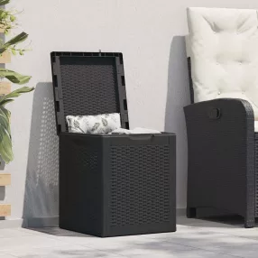 Fekete PP rattan kerti tároló doboz 90 L