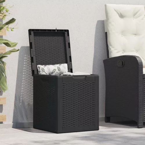 Fekete PP rattan kerti tároló doboz 90 L