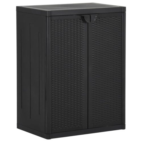  fekete PP rattan kerti tárolószekrény 65 x 45 x 88 cm