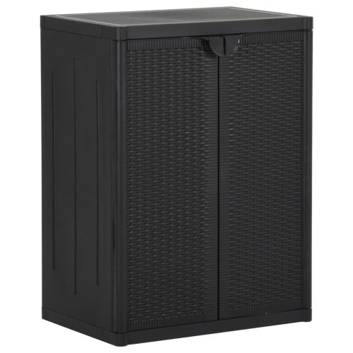 fekete PP rattan kerti tárolószekrény 65 x 45 x 88 cm