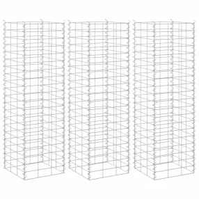 vidaXL 3 db vas gabion magaságyás 30 x 30 x 100 cm