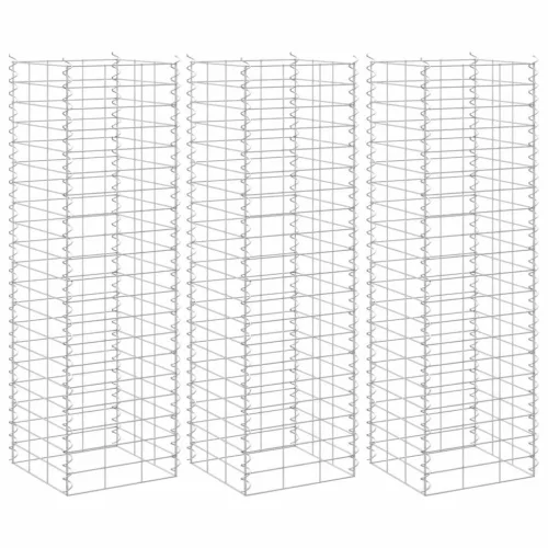 vidaXL 3 db vas gabion magaságyás 30 x 30 x 100 cm