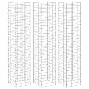 vidaXL 3 db vas gabion magaságyás 30 x 30 x 150 cm