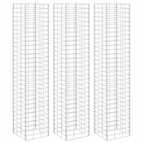 vidaXL 3 db vas gabion magaságyás 30 x 30 x 150 cm