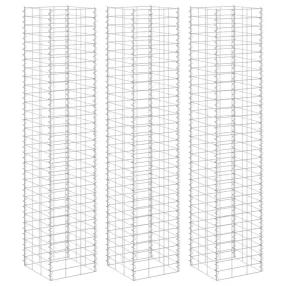 vidaXL 3 db vas gabion magaságyás 30 x 30 x 200 cm