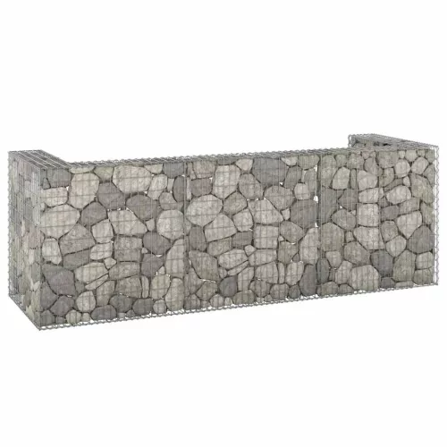 vidaXL horganyzott acél gabionfal szemeteskukákhoz 325 x 100 x 110 cm