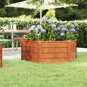   Rozsda színű corten acél kerti magaságyás 129 x 129 x 45 cm