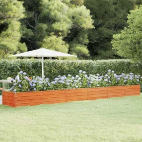   rozsda színű corten acél kerti magaságyás 600 x 80 x 45 cm