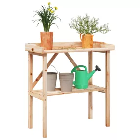   vidaXL tömör fenyőfa növénytartó asztal polccal 78x38x82,5 cm