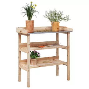   vidaXL tömör fenyőfa növénytartó asztal polcokkal 78x38x82,5 cm