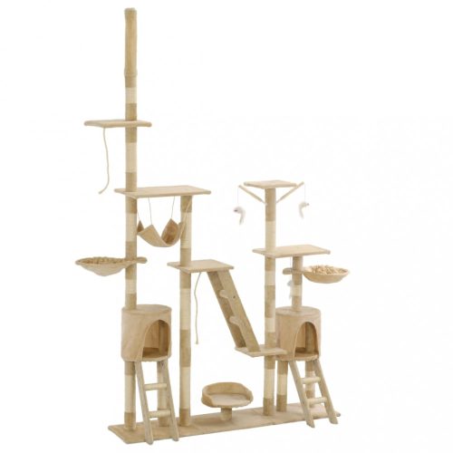 Bézs macskabútor szizál kaparófákkal 230-250 cm
