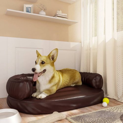 barna ergonomikus műbőr kutyaágy 75 x 53 cm