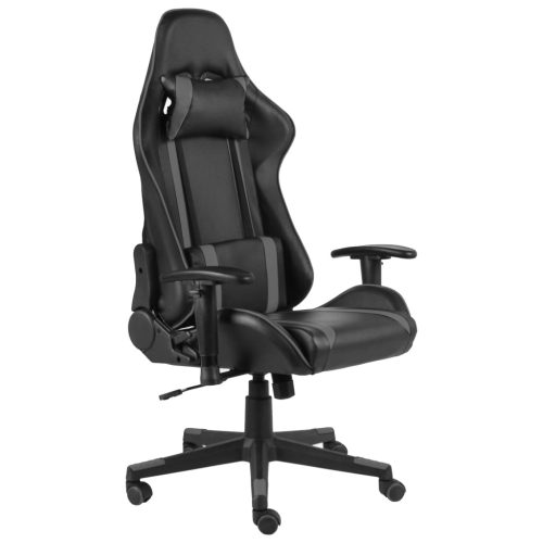  szürke PVC forgó gamer szék