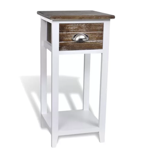 egyfiókos barna/fehér éjjeliszekrény