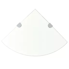 Átlátszó üveg sarokpolc króm tartóval 25x25 cm