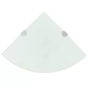 Fehér üveg sarokpolc króm tartóval 25x25 cm