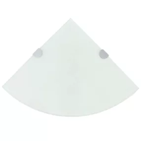 Fehér üveg sarokpolc króm tartóval 35x35 cm