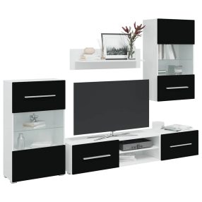 5 részes fali TV állvány szett fekete LED világítással