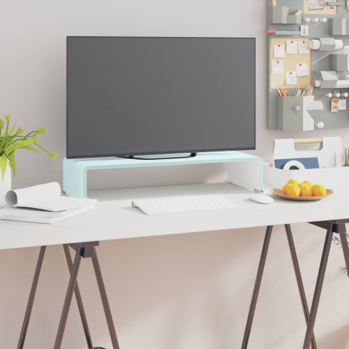  zöld üveg TV állvány/monitor magasító 60 x 25 x 11 cm