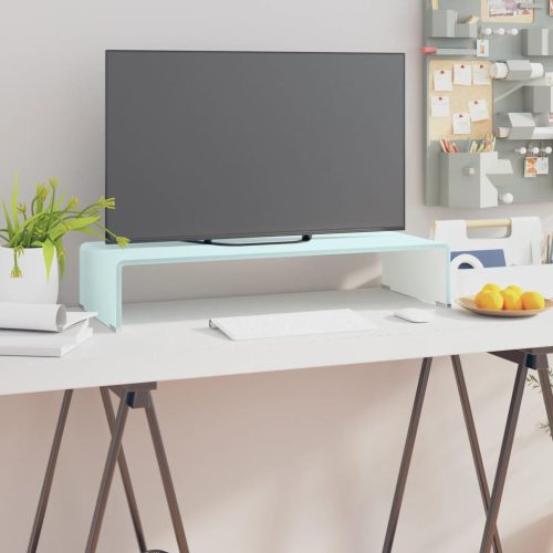  zöld üveg TV állvány/monitor magasító 70 x 30 x 13 cm