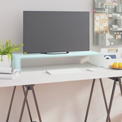  zöld üveg TV állvány/monitor magasító 80 x 30 x 13 cm