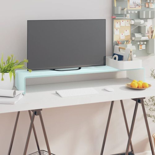  zöld üveg TV állvány/monitor magasító 100 x 30 x 13 cm