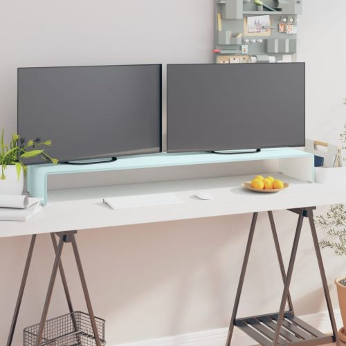  zöld üveg TV állvány/monitor magasító 120 x 30 x 13 cm