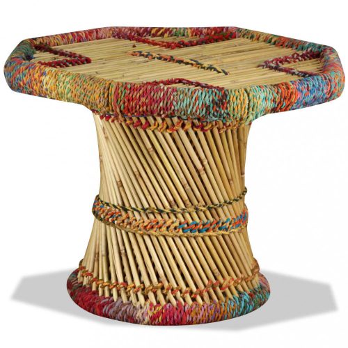 bambusz dohányzóasztal sokszínű chindi mintával