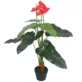 Műflamingóvirág virágcseréppel 90 cm piros és sárga