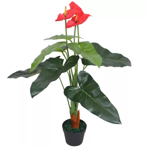 Műflamingóvirág virágcseréppel 90 cm piros és sárga