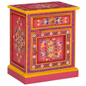   rózsaszín, kézzel festett, tömör mangófa éjjeliszekrény