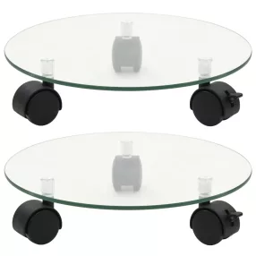   2 db kerek görgős virágalátét edzett üvegből, 28 cm átmérőjű