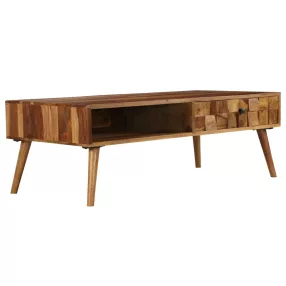   tömör akácfából dohányzóasztal mézszínű felülettel 110x50x37 cm