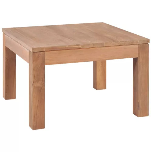 vidaXL természetes felületű tömör tíkfa dohányzóasztal 60 x 60 x 40 cm