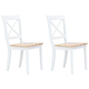 2 db fehér és natúr színű tömör gumifa étkezőszék