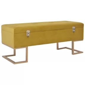 vidaXL mustársárga bársonypad tárolórekesszel 105 cm