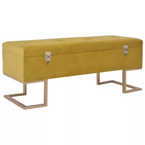 vidaXL mustársárga bársonypad tárolórekesszel 105 cm