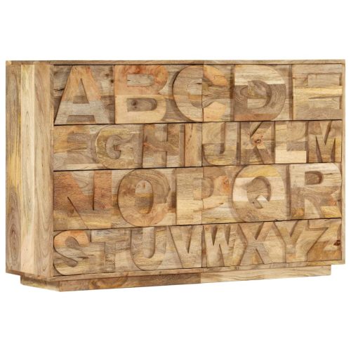 tömör mangófa ábécés szekrény 6 fiókkal 120 x 35 x 79 cm