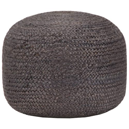 kézzel készült sötétszürke juta puff 45 x 30 cm