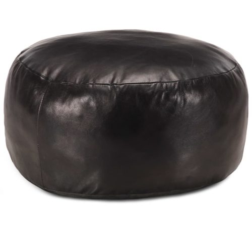fekete valódi kecskebőr puff 60 x 30 cm