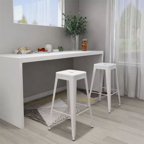 2 db fehér fém rakásolható bárszék