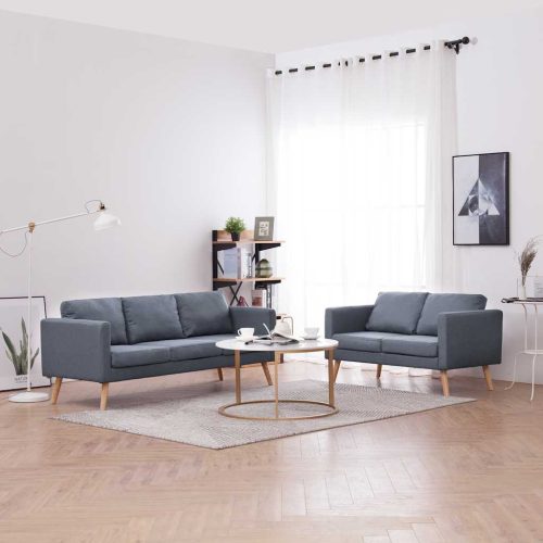 sötétszürke 2 személyes és 3 személyes szövet kanapészett